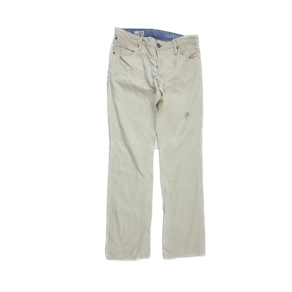 Gap Boyfriend Distressed Women's size 4 Cream Denim Jeans‎